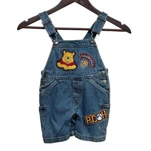 Vintage Disney Winnie the Pooh Baseball Denim Overalls Shortalls – Size 2T